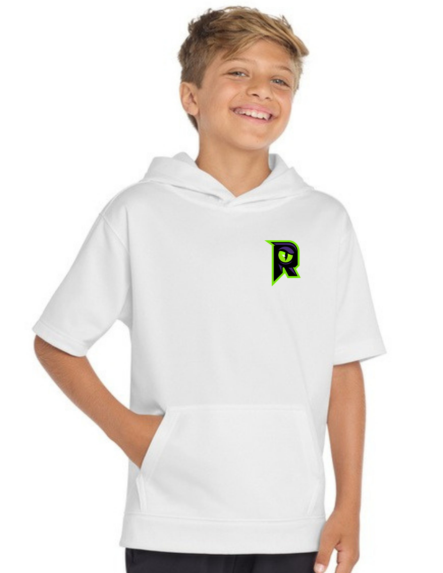 Raptors R - Youth Sport-Wick ® Fleece Short Sleeve Hooded Pullover