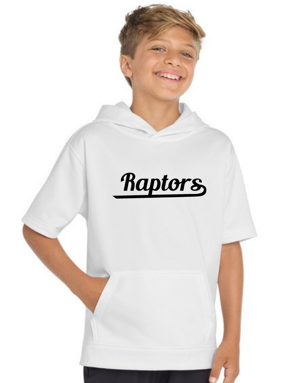 Raptors Youth Sport-Wick ® Fleece Short Sleeve Hooded Pullover