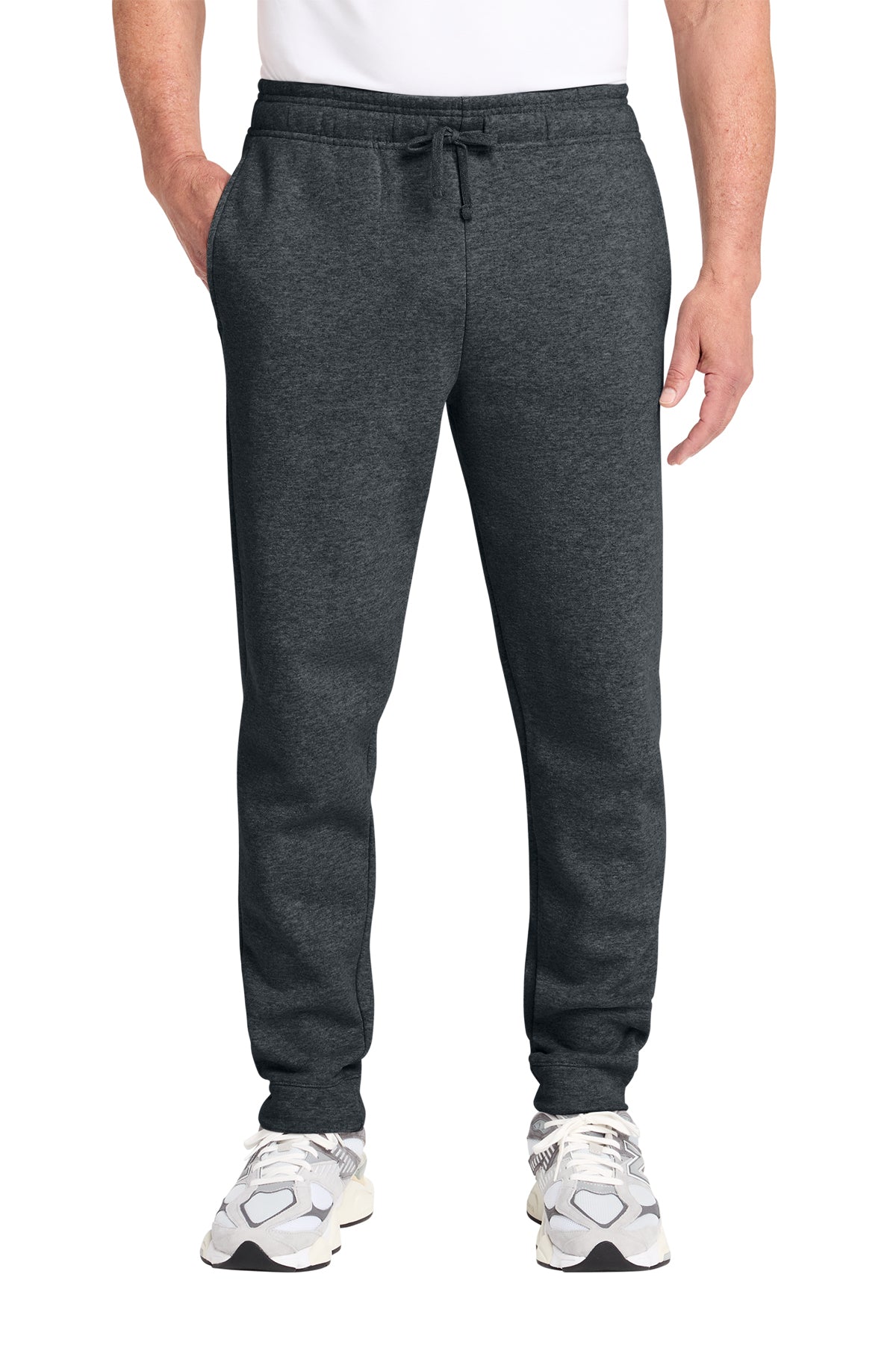LO Dance Fleece Joggers - Dark Heather Grey (model)