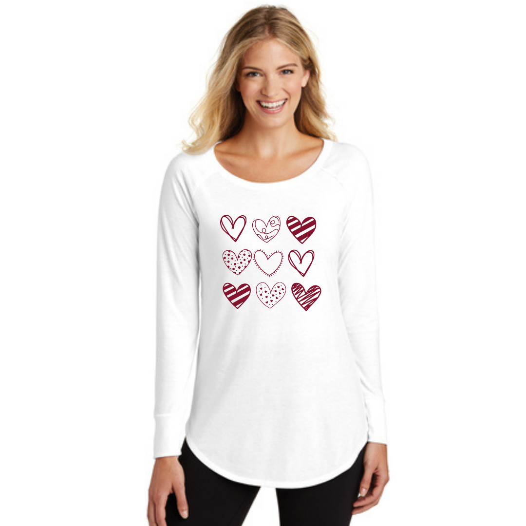 Valentine's Day Hearts Women’s Perfect Tri ® Long Sleeve Tunic Tee