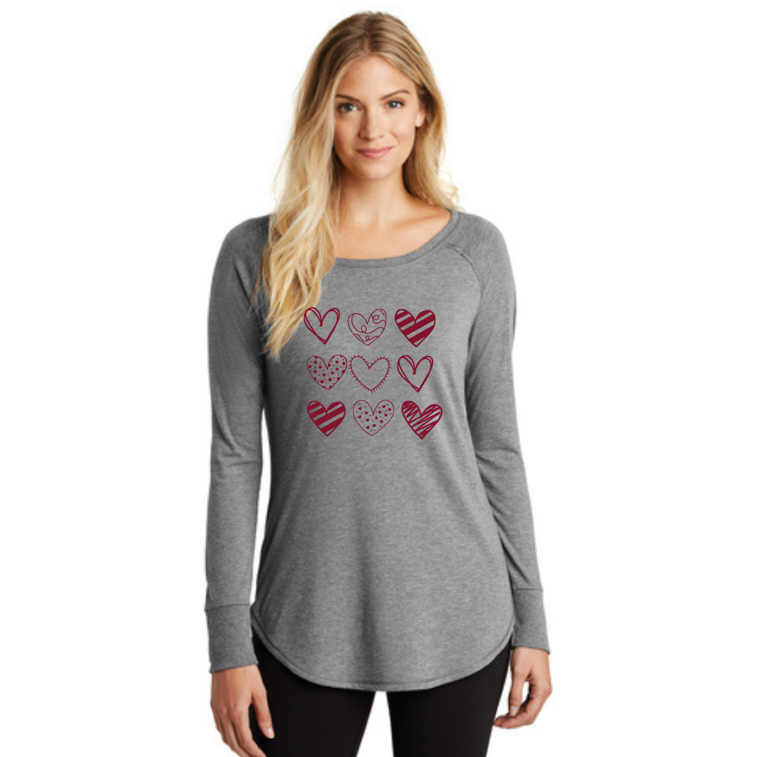 Valentine's Day Hearts Women’s Perfect Tri ® Long Sleeve Tunic Tee