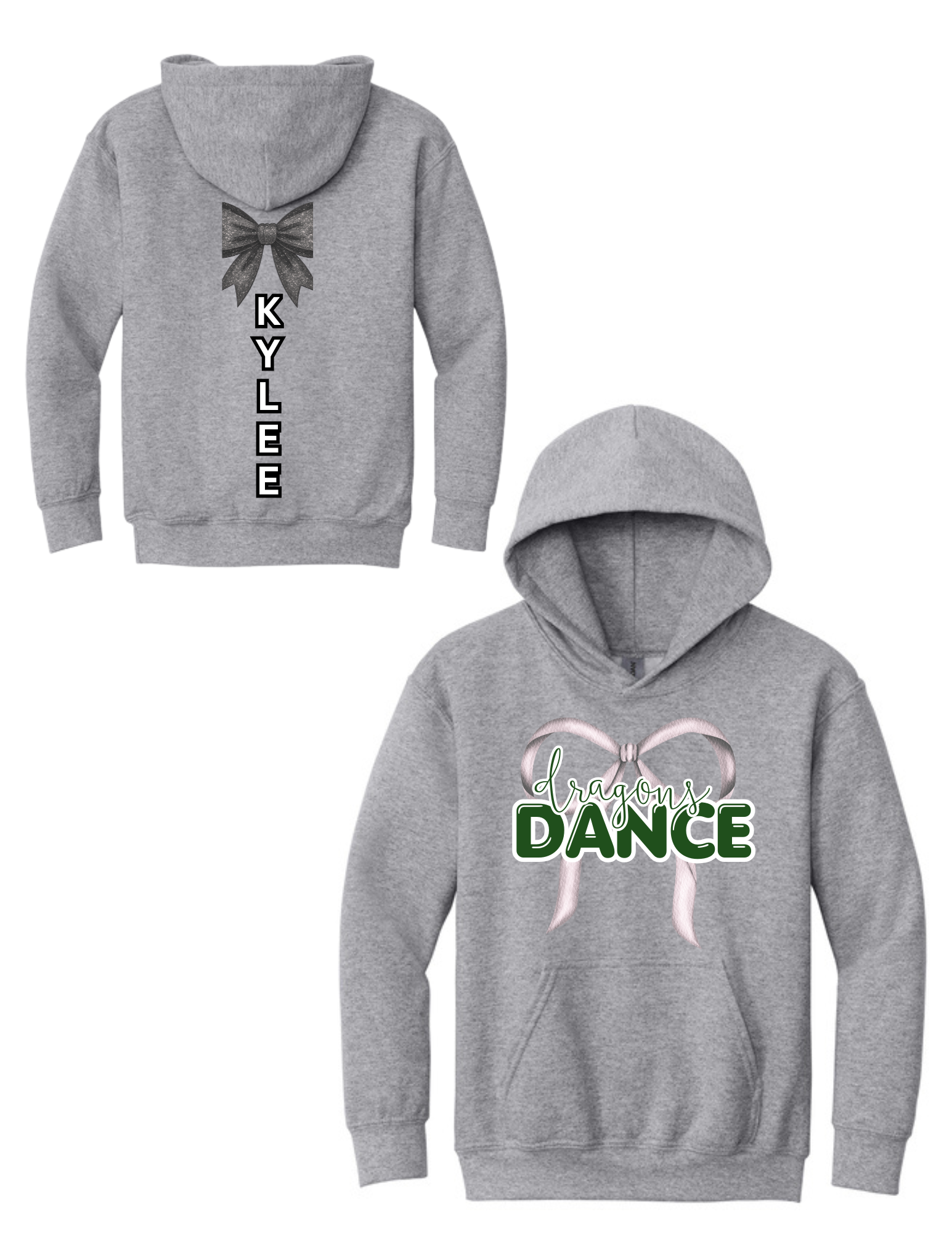 Glitter Bow Dance Team Youth Heavy Blend Hooded Sweatshirt