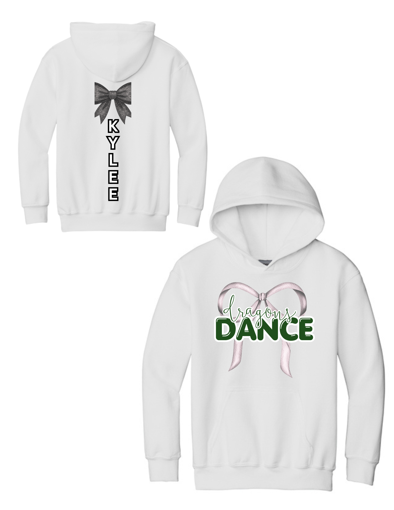 Glitter Bow Dance Team Youth Heavy Blend Hooded Sweatshirt