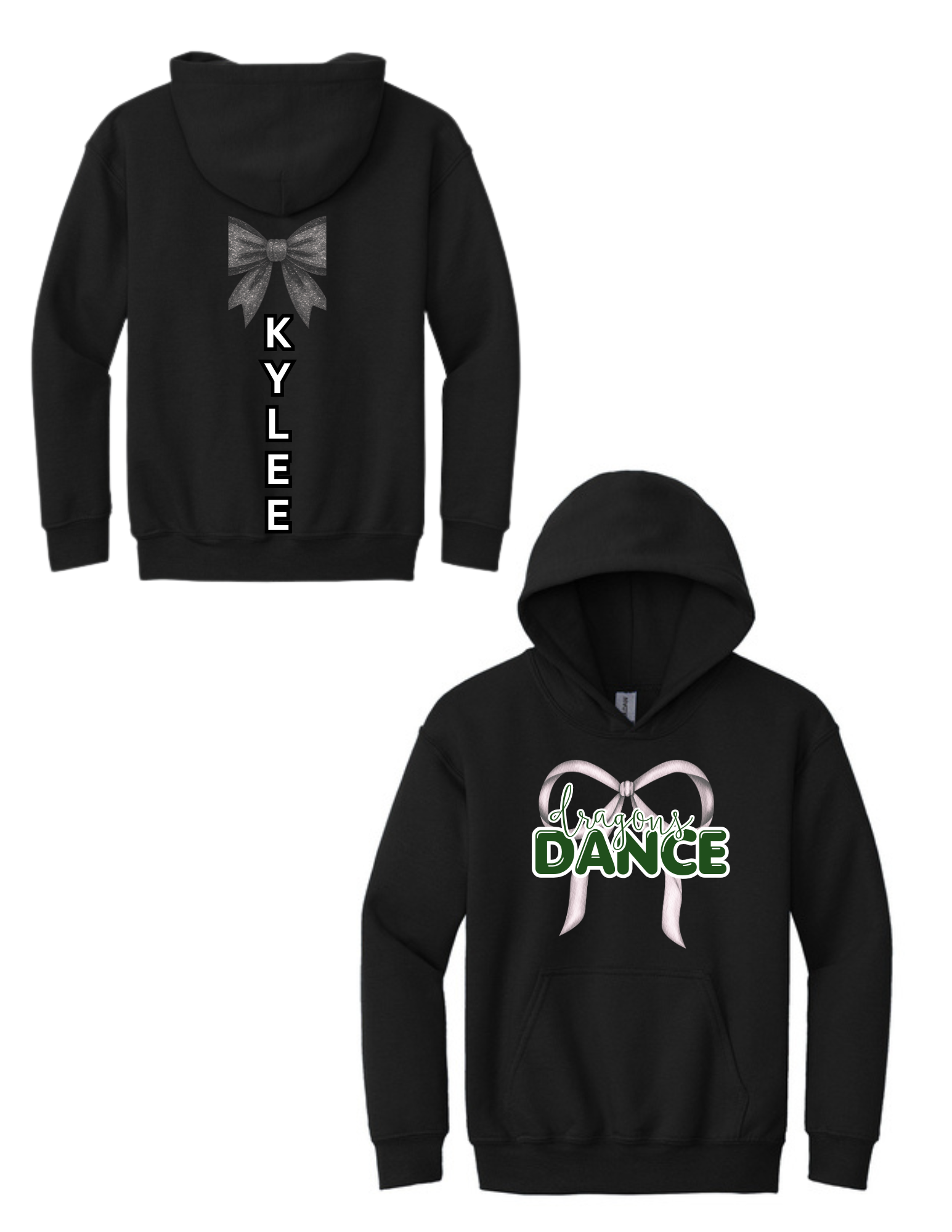 Glitter Bow Dance Team Youth Heavy Blend Hooded Sweatshirt