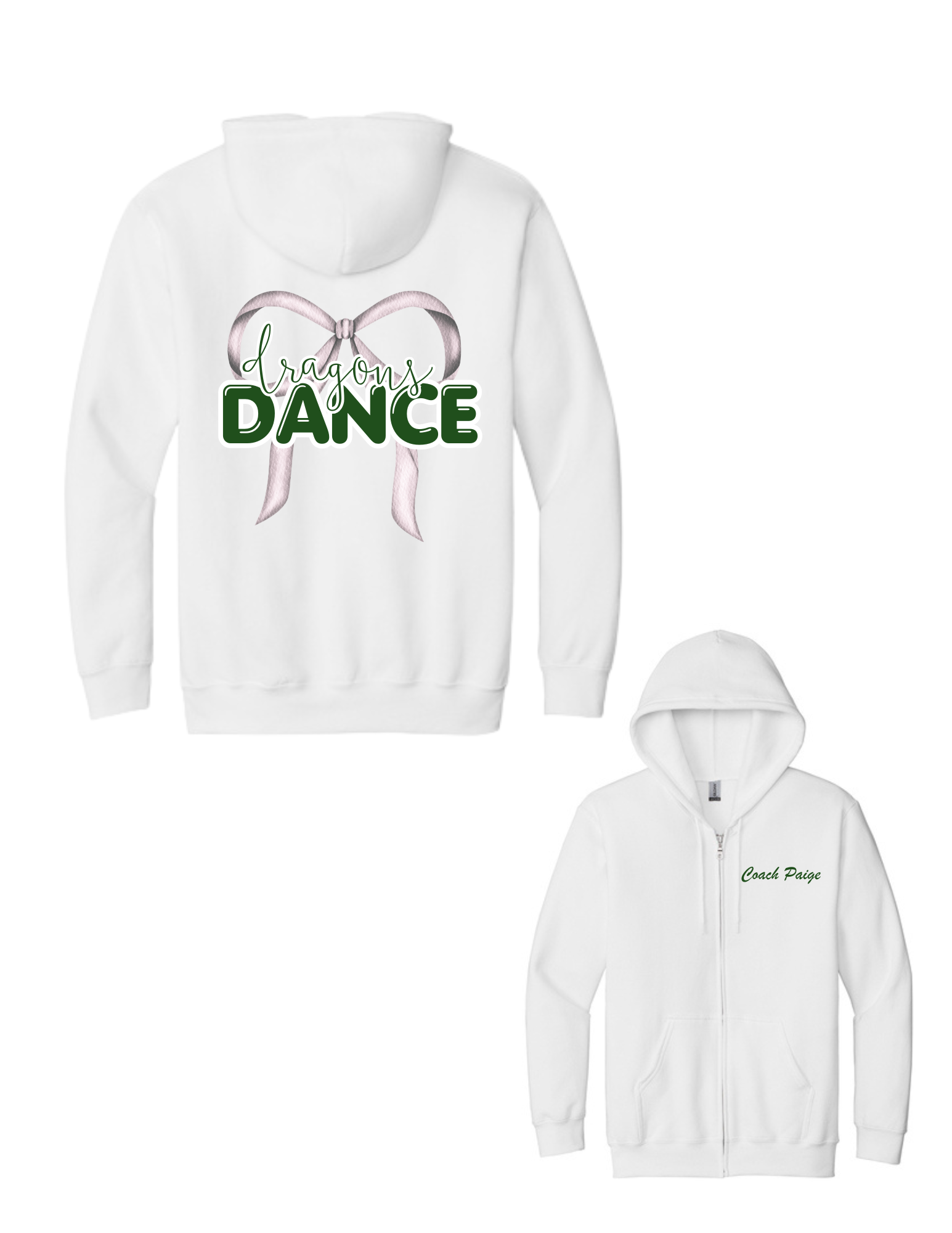 Glitter Bow Dance Heavy Blend Full Zip Hooded Sweatshirt