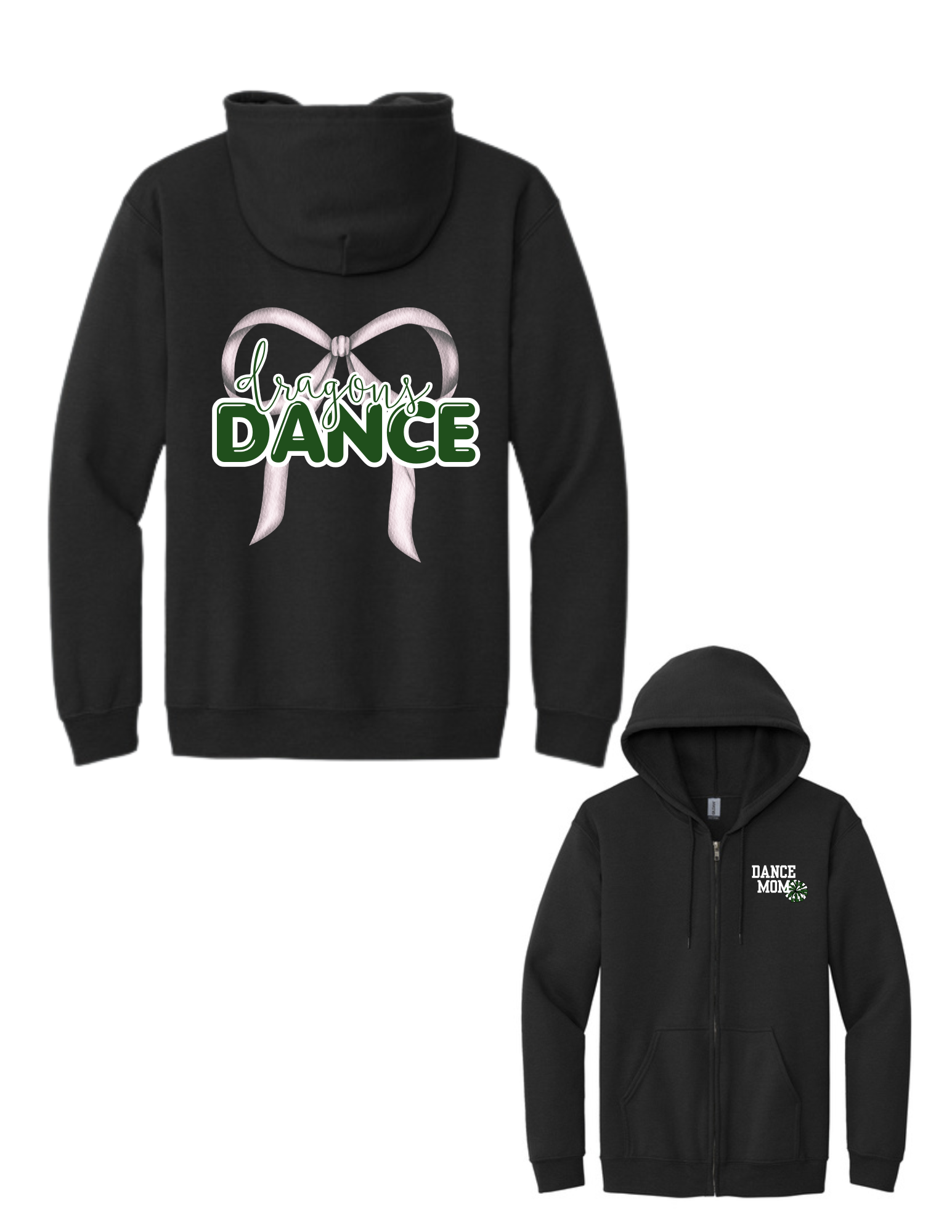 Glitter Bow Dance Heavy Blend Full Zip Hooded Sweatshirt