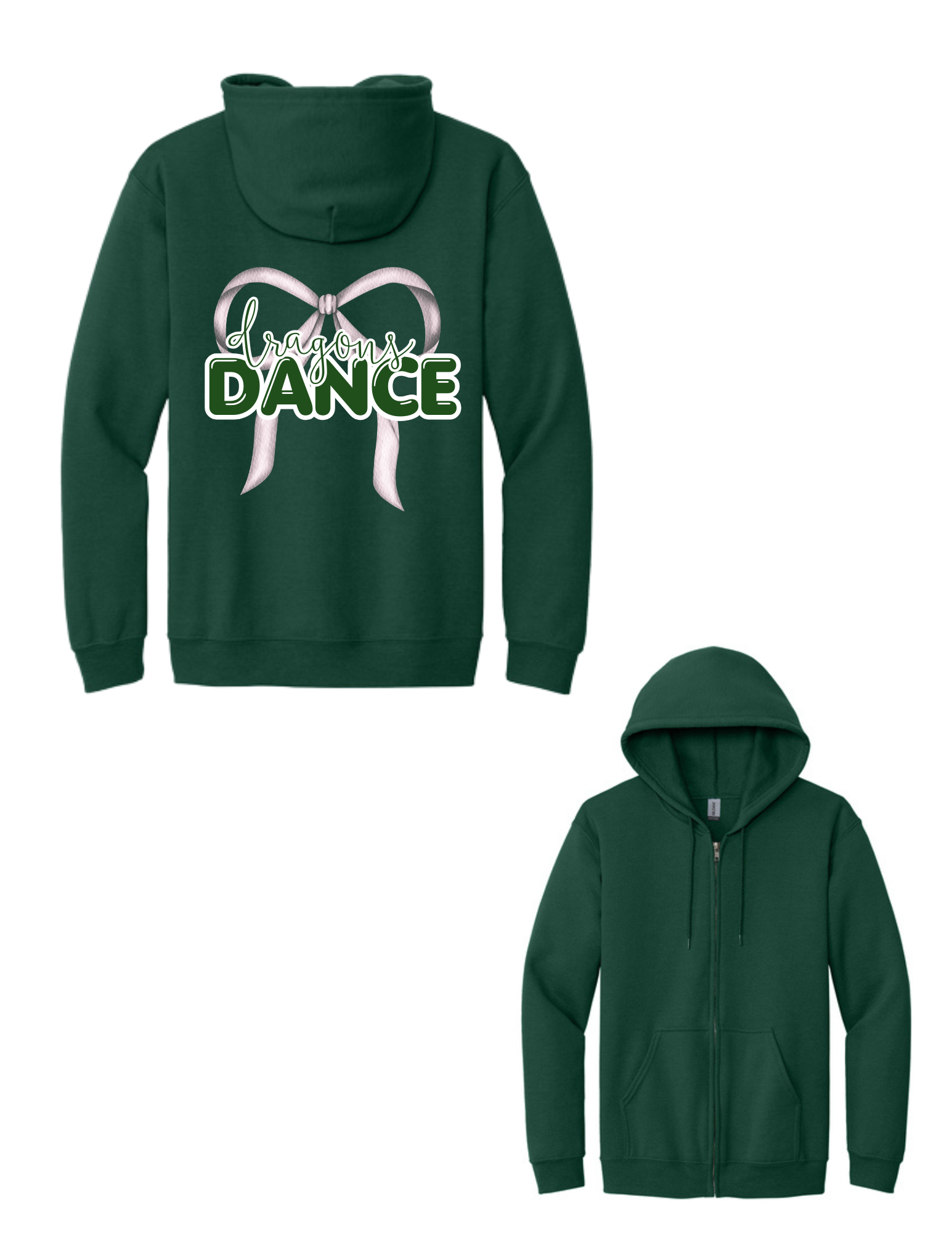 Glitter Bow Dance Heavy Blend Full Zip Hooded Sweatshirt
