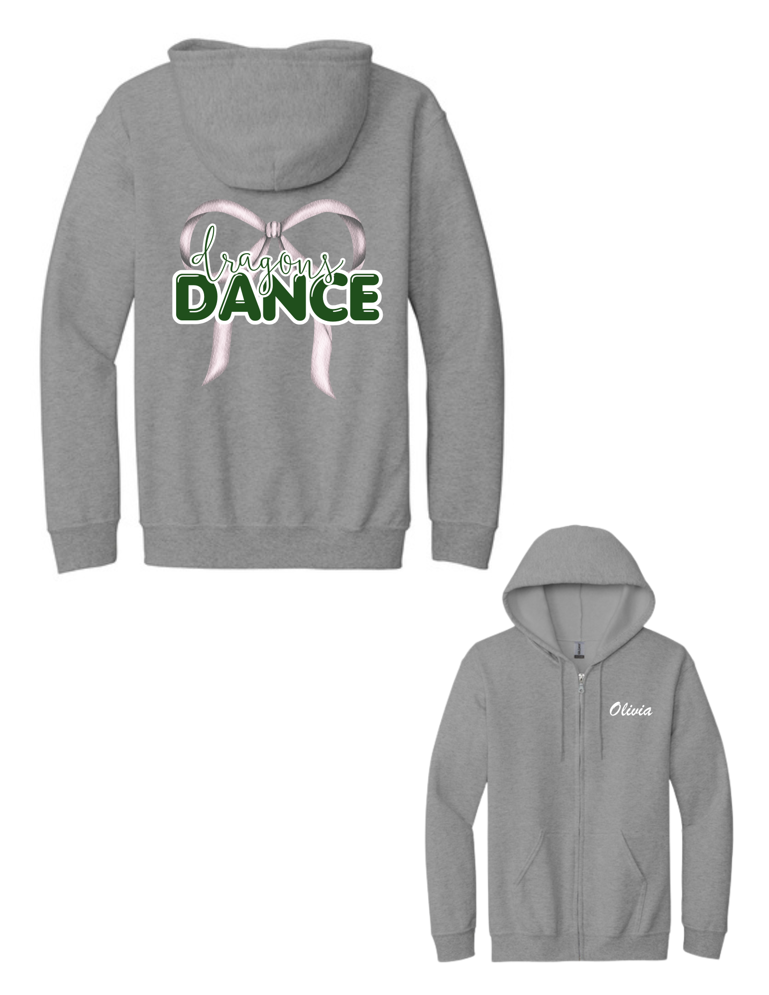 Glitter Bow Dance Heavy Blend Full Zip Hooded Sweatshirt