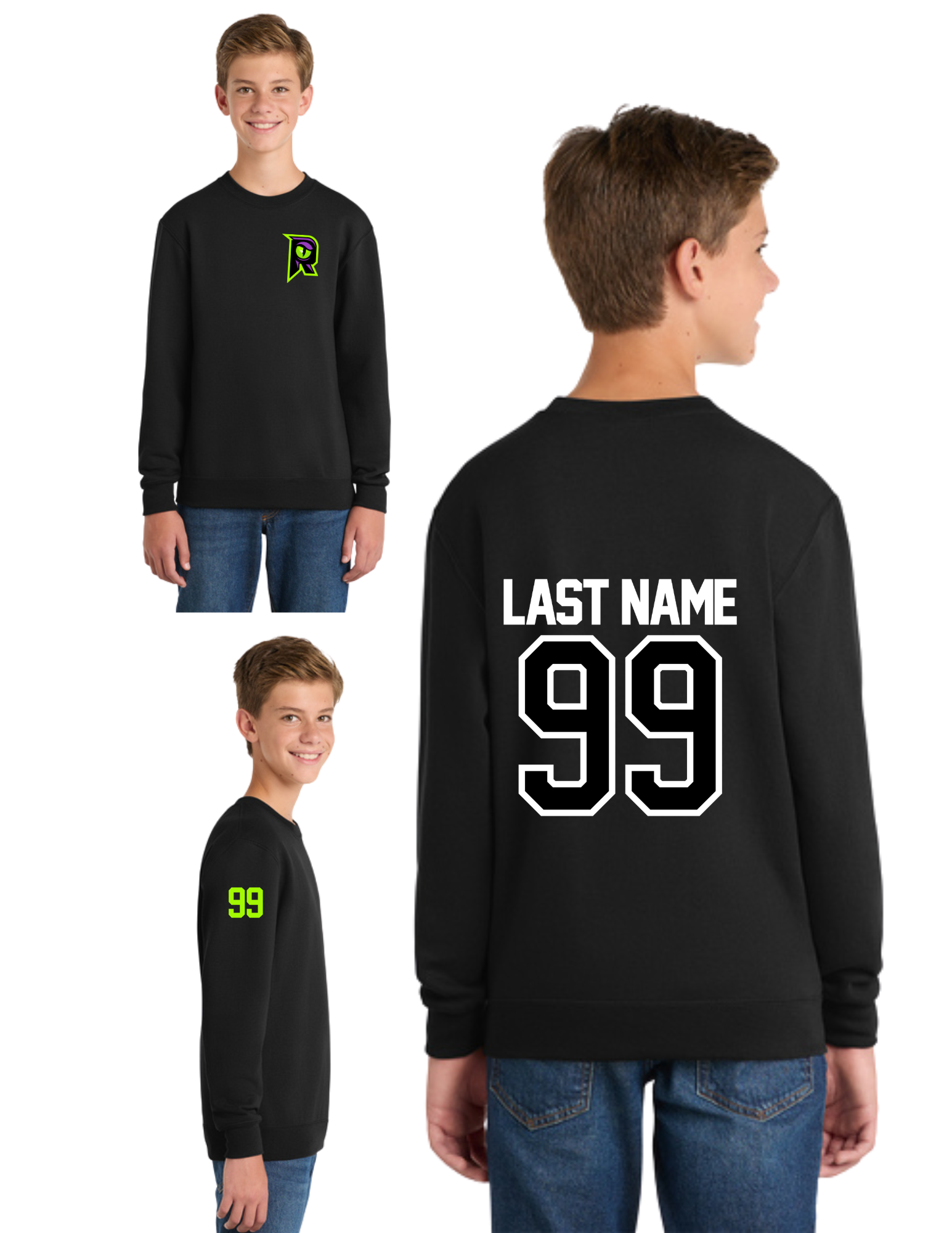 Raptors Personalized Youth Core Fleece Crewneck Sweatshirt