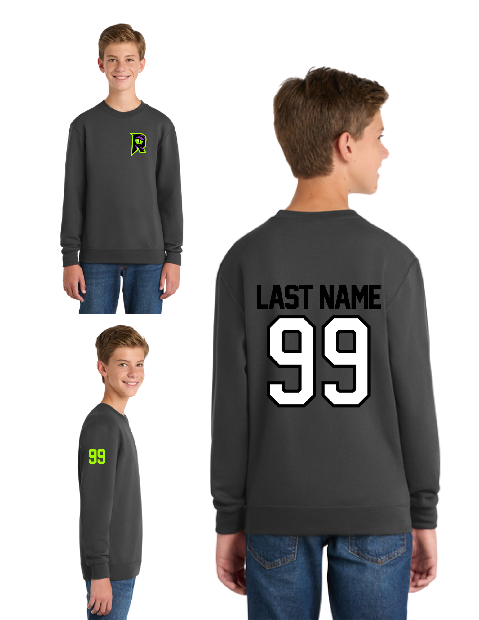 Raptors Personalized Youth Core Fleece Crewneck Sweatshirt