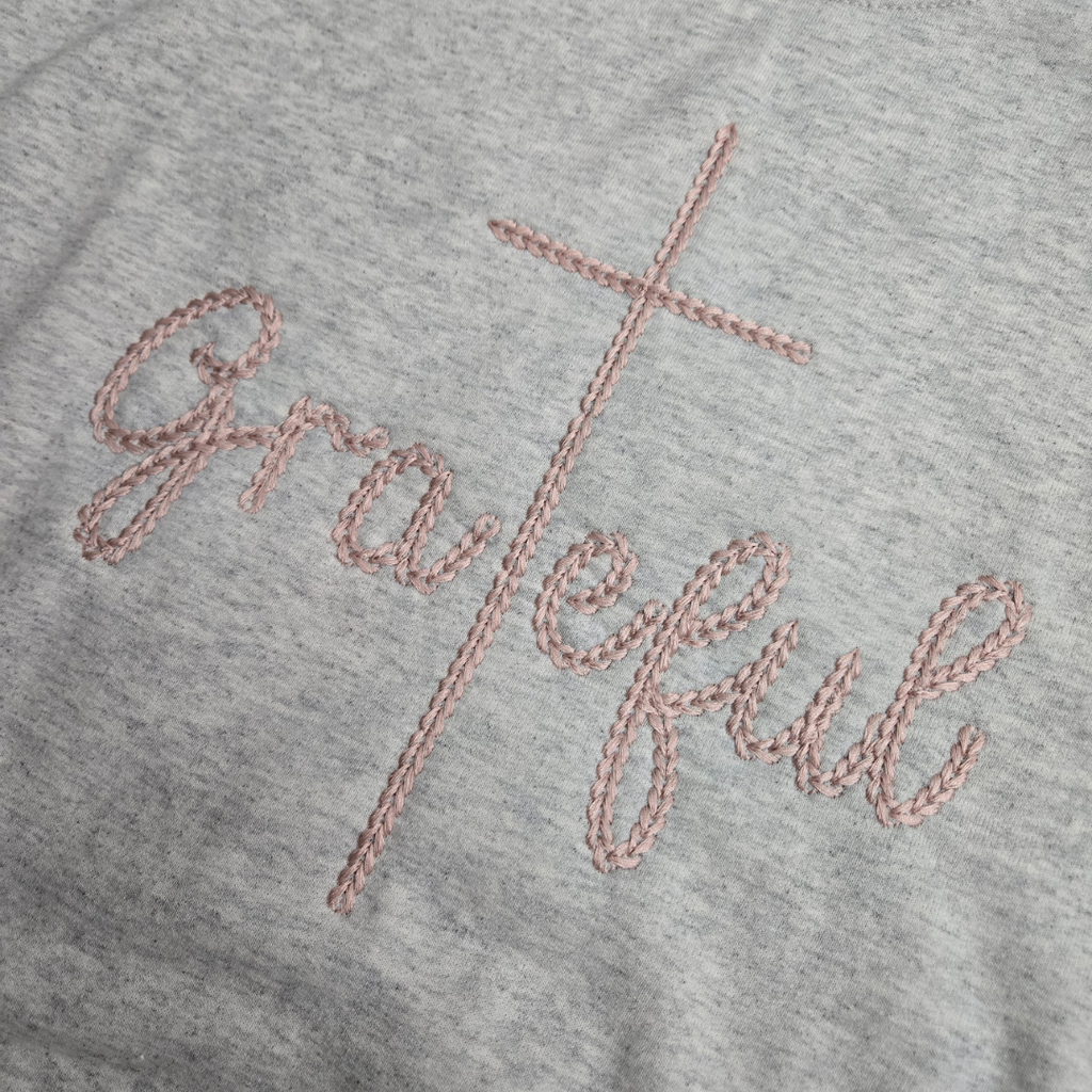 Chain Stitch Grateful NuBlend® Crewneck Sweatshirt
