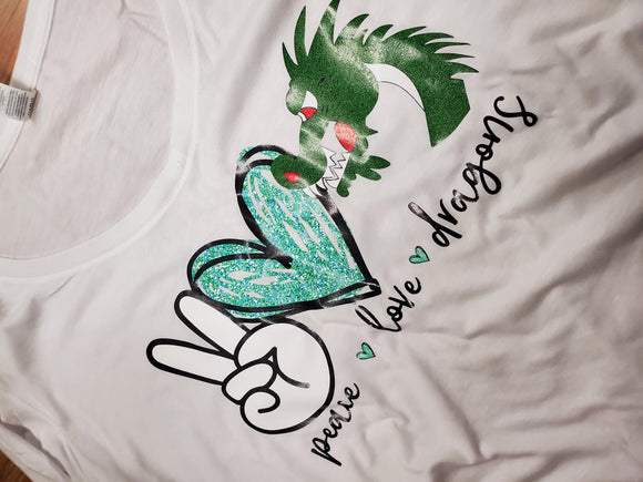 Peace Love and Dragons Women's Perfect Tri® Long Sleeve V-Neck Tee