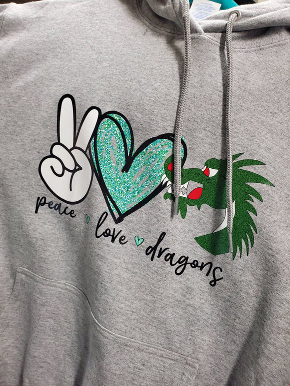 Peace Love and Dragons Essential Fleece Pullover Hooded Sweatshirt