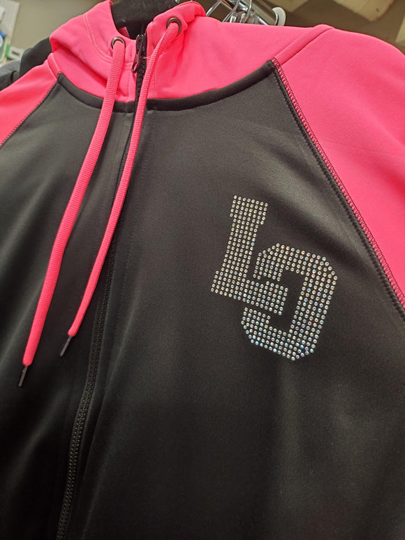 LO Rhinestones Ladies Sport-Wick® Varsity Fleece Full-Zip Hooded Jacket
