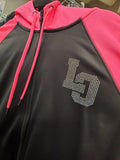 LO Rhinestones Ladies Sport-Wick® Varsity Fleece Full-Zip Hooded Jacket