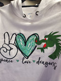 Peace Love & Dragons Ladies PosiCharge ® Tri-Blend Wicking Fleece Crop Hooded Pullover