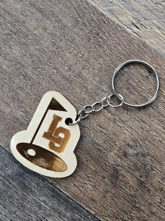 Wood Engraved LO Golf KeyChains