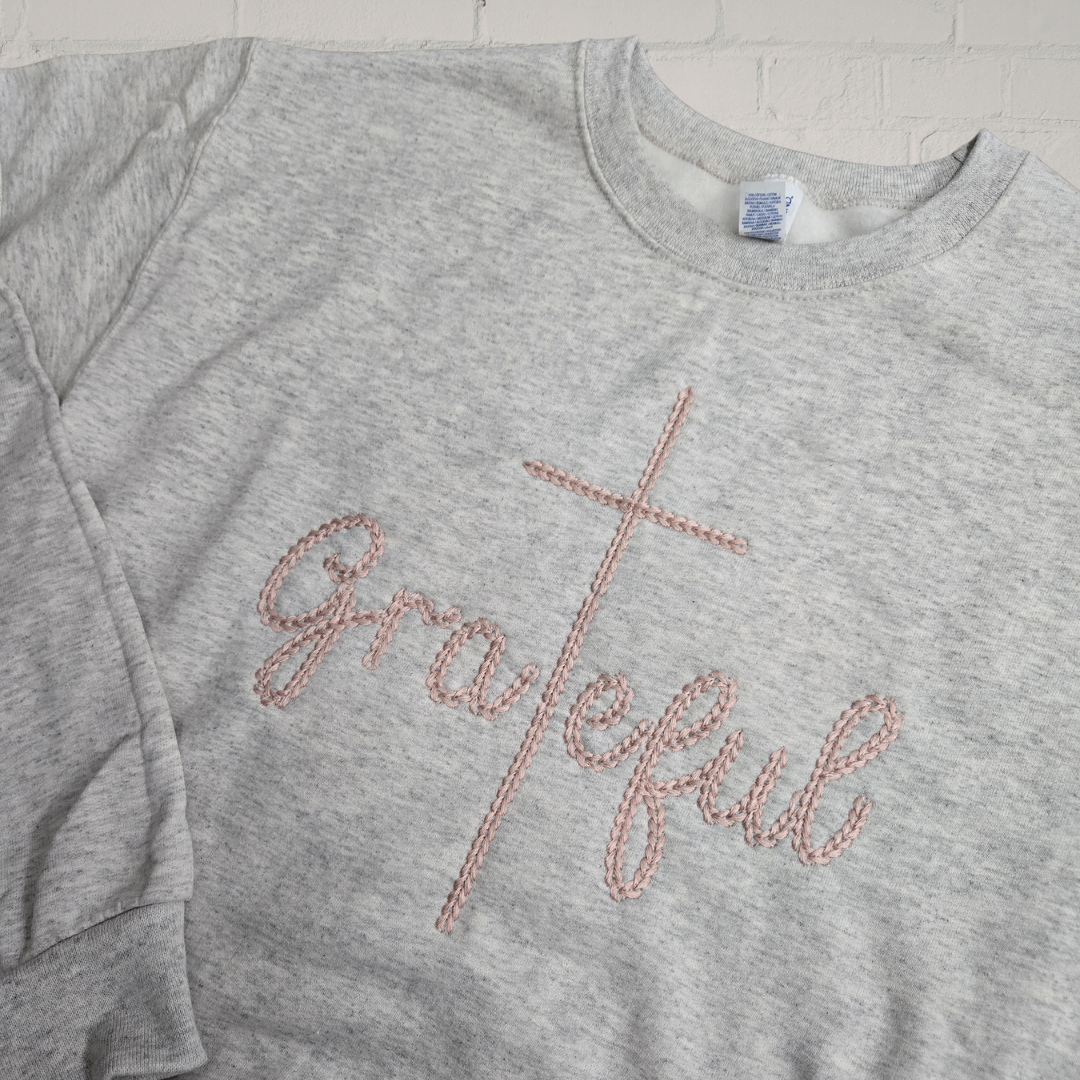 Chain Stitch Grateful NuBlend® Crewneck Sweatshirt