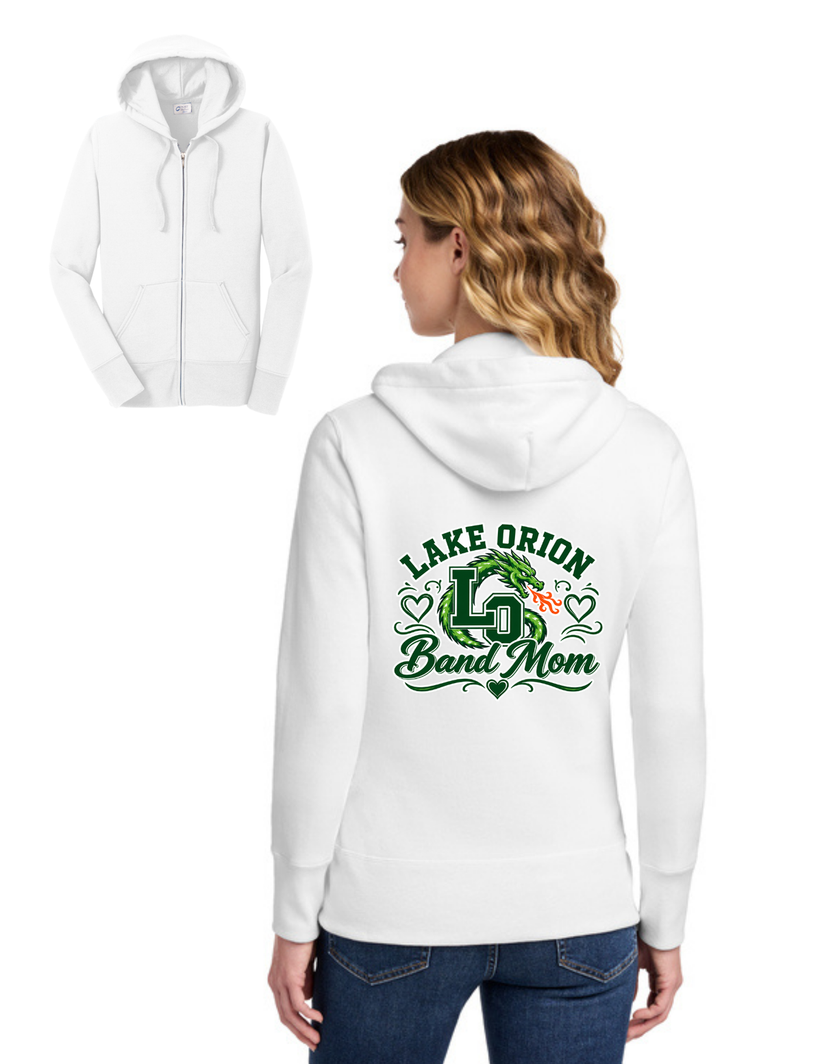 LO Band Mom Women's Core Fleece Full-Zip Hooded Sweatshirt