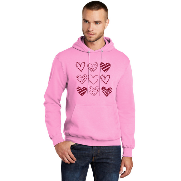 Hearts Pullover Hooded Sweatshirt
