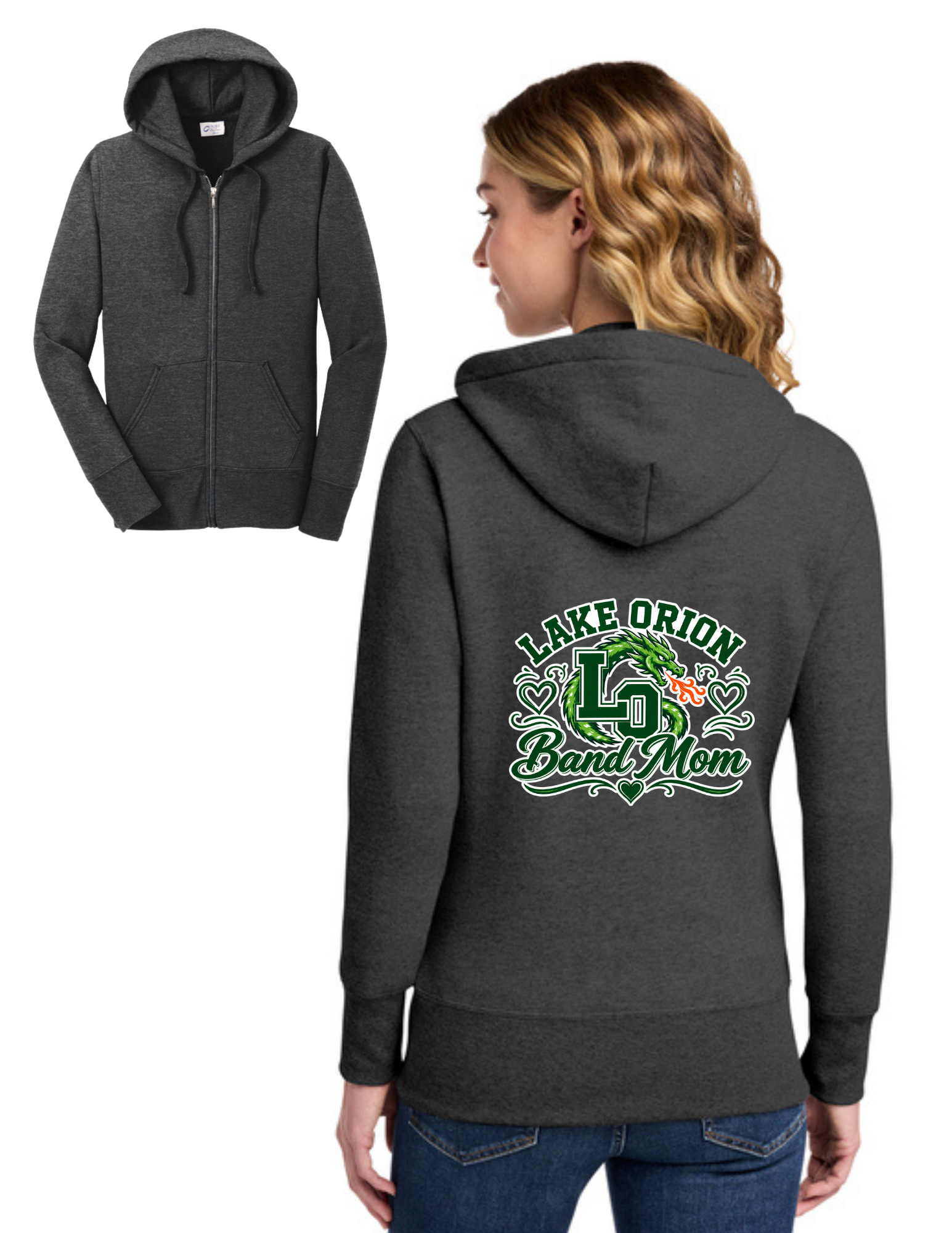 LO Band Mom Women's Core Fleece Full-Zip Hooded Sweatshirt
