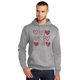 Hearts Pullover Hooded Sweatshirt