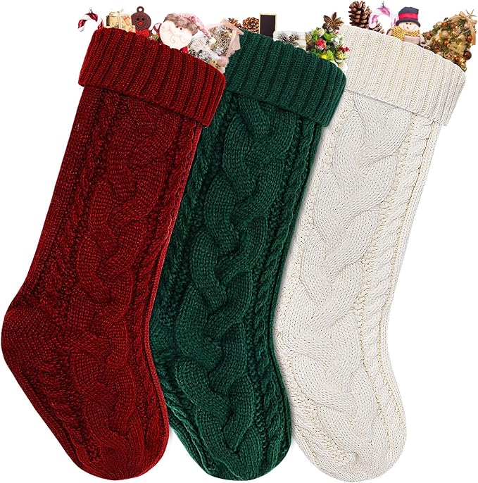 Chunky Cable Knit Christmas Stocking