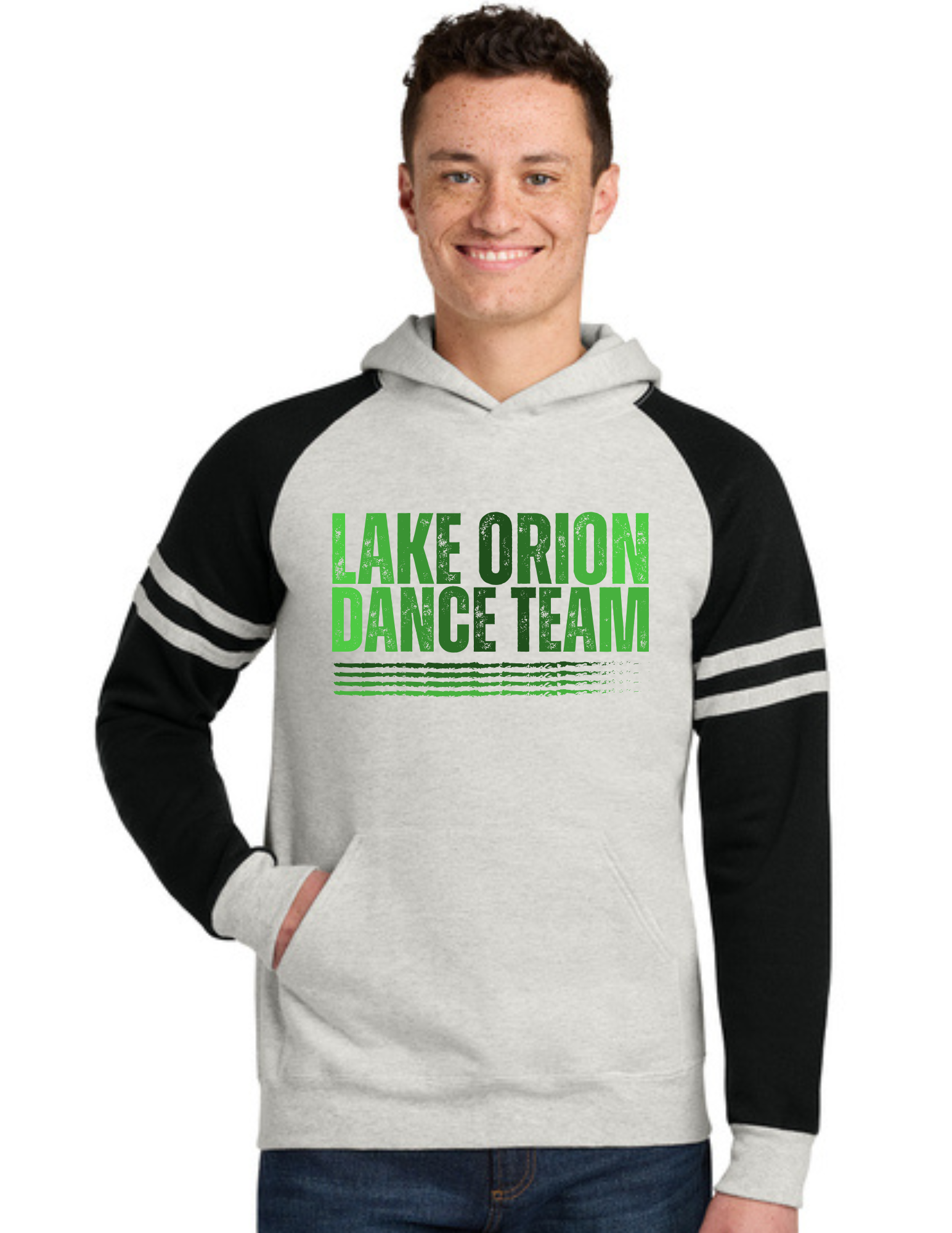 Ombre LO Dance Team Unisex NuBlend® Varsity Colorblock Hooded Sweatshirt