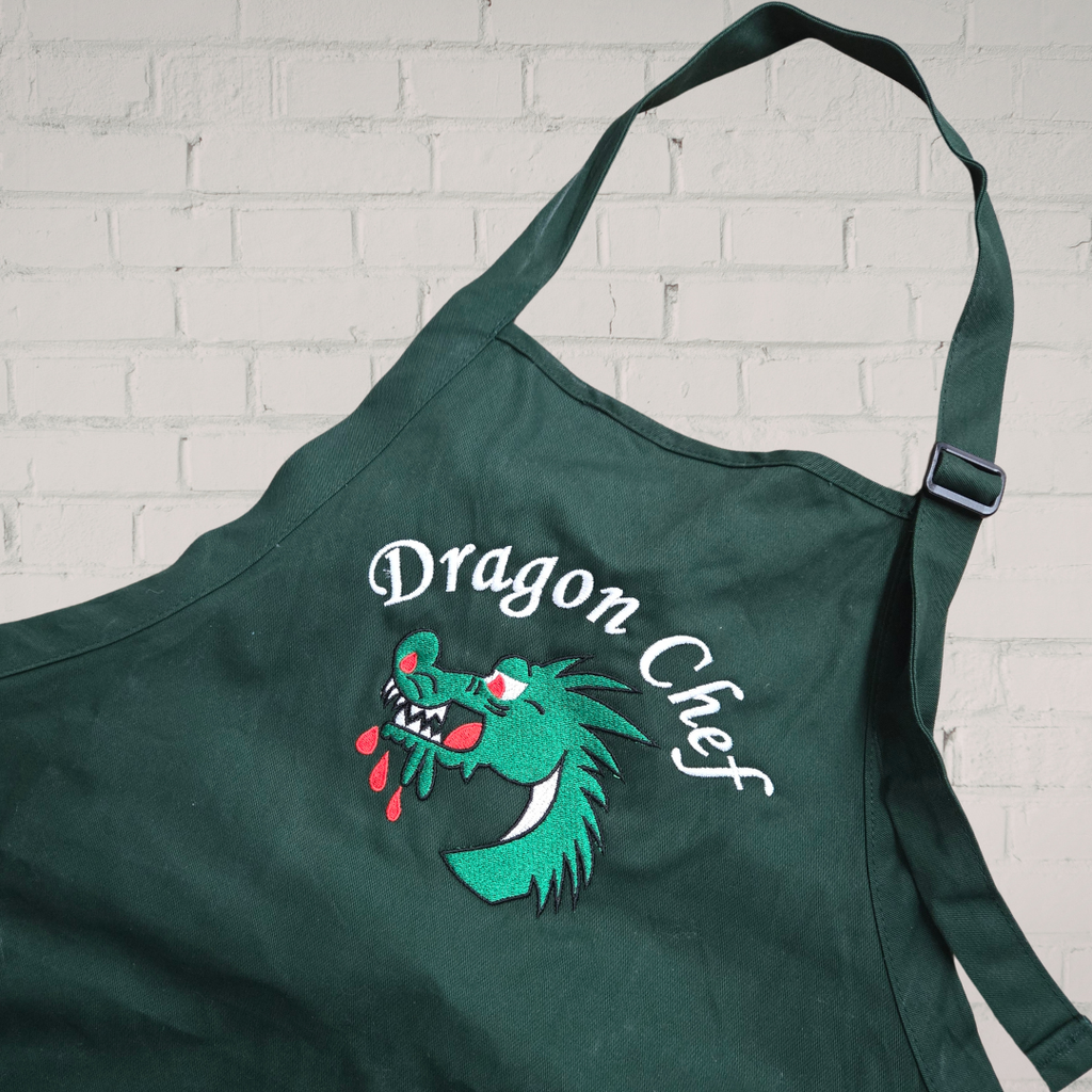 Dragon Chef Medium-Length Apron with Pouch Pockets