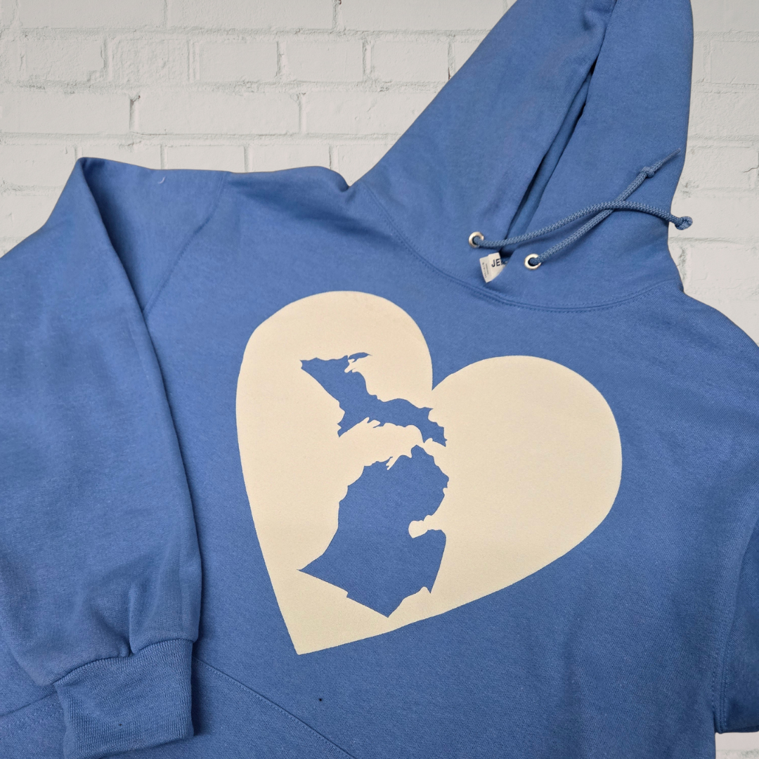 PUFFY PRINT Michigan Love NuBlend® Pullover Hooded Sweatshirt