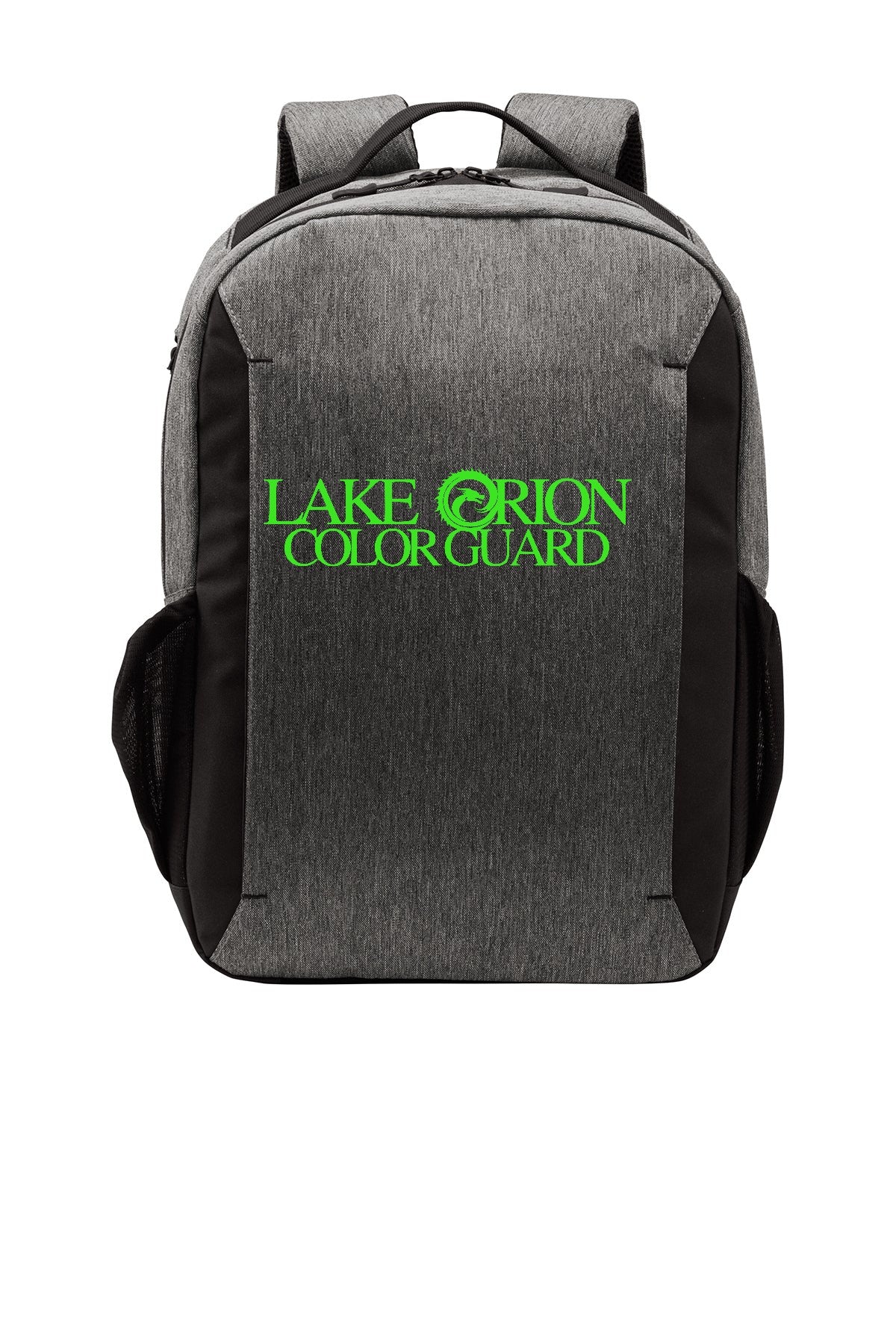 Lake Orion Color Guard with neon green logo