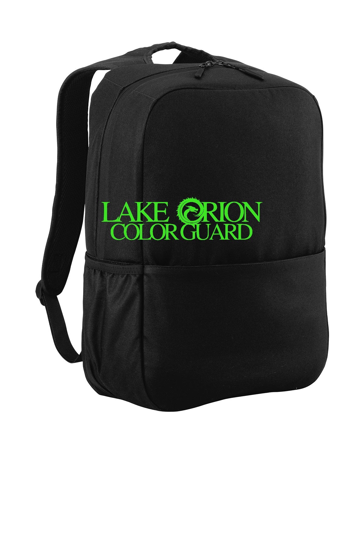 Lake Orion Color Guard Black with neon green logo