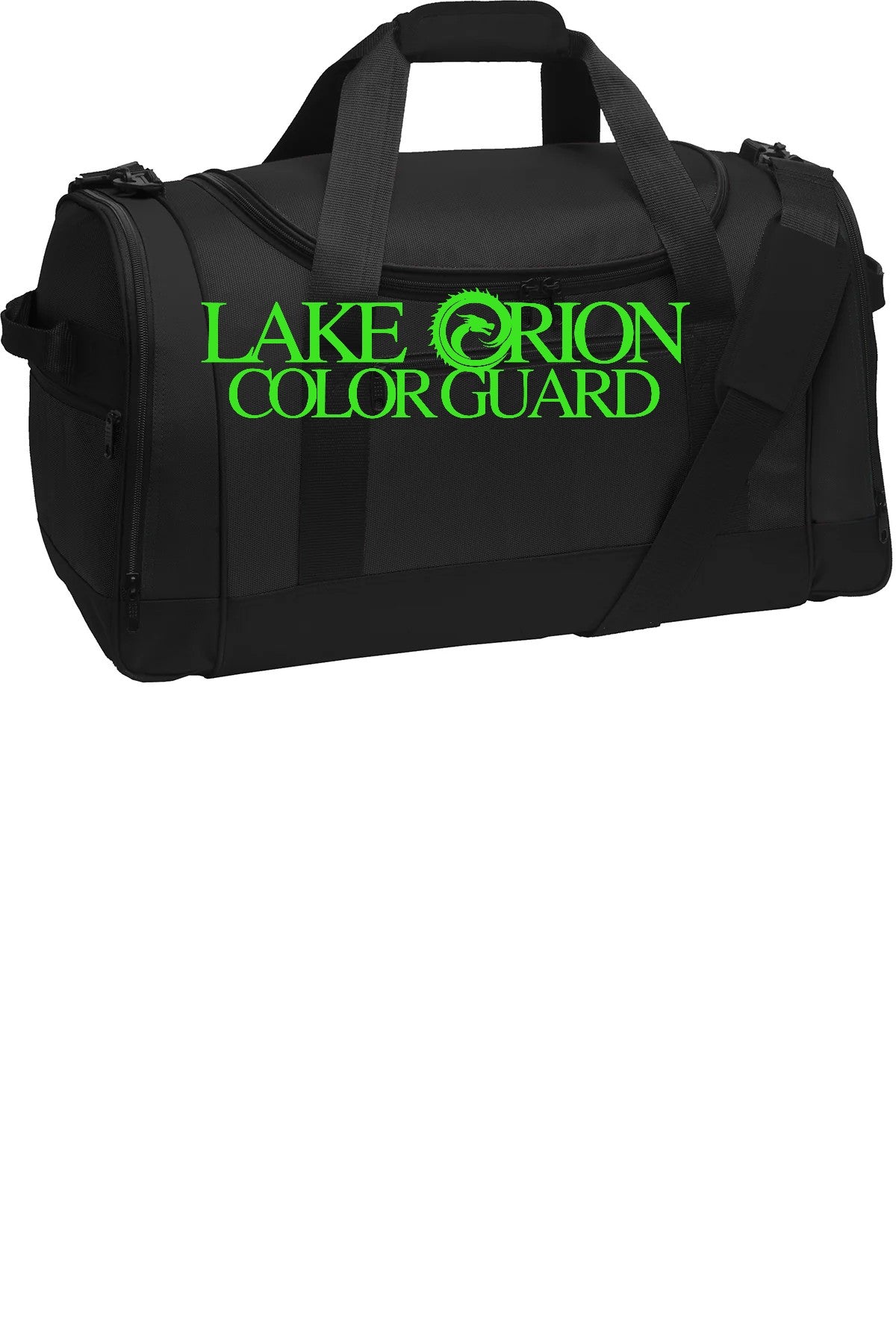 Lake Orion Color Guard Black with neon green logo