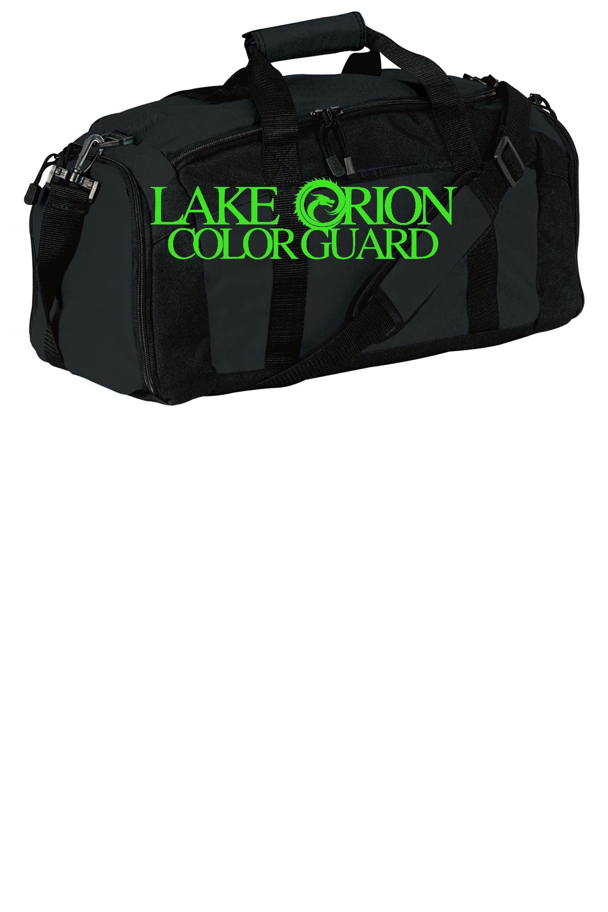 Lake Orion Color Guard Black with neon green logo