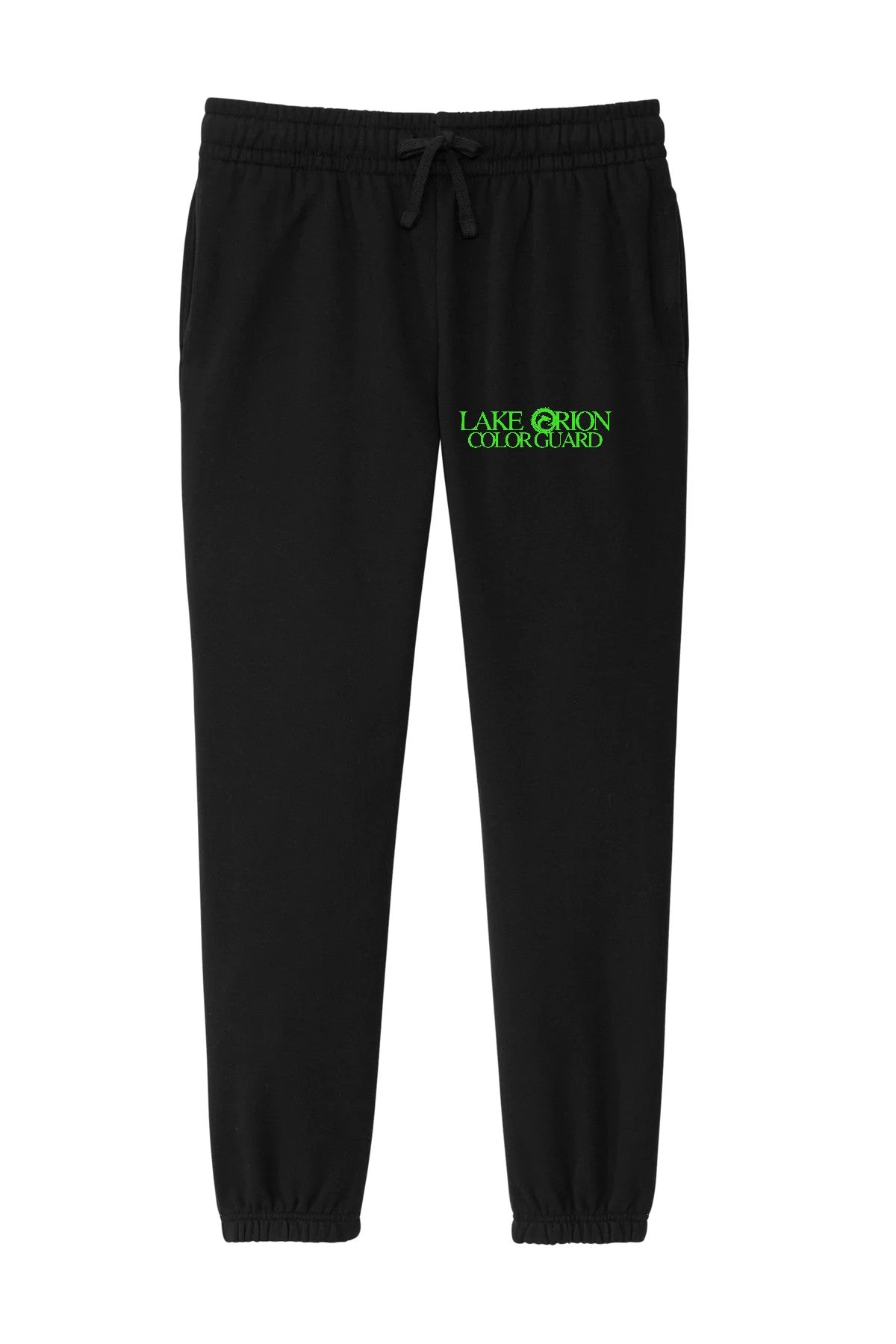 Lake Orion Color Guard Black with neon green logo