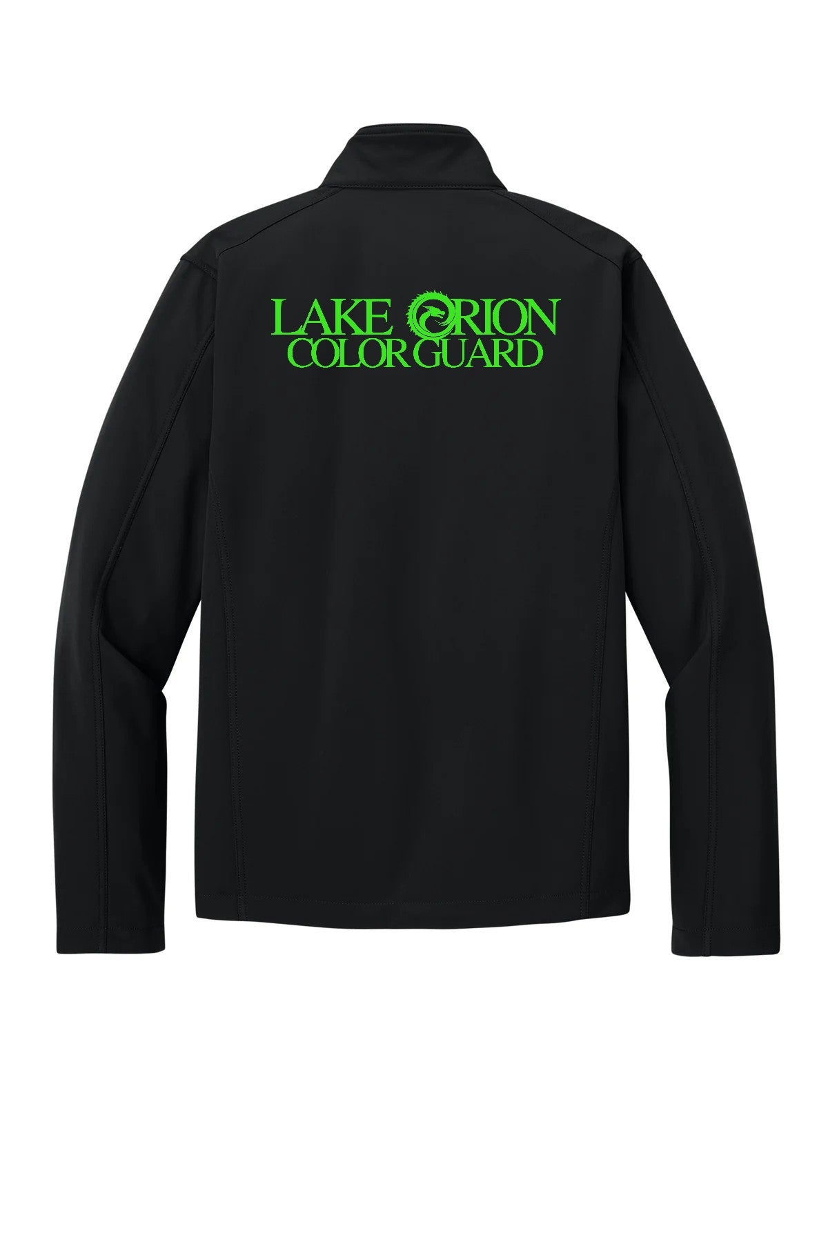 Lake Orion Color Guard with neon green logo