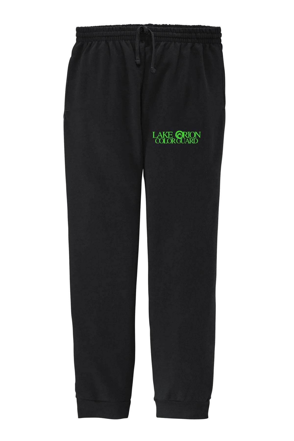 Lake Orion Color Guard Black with neon green logo