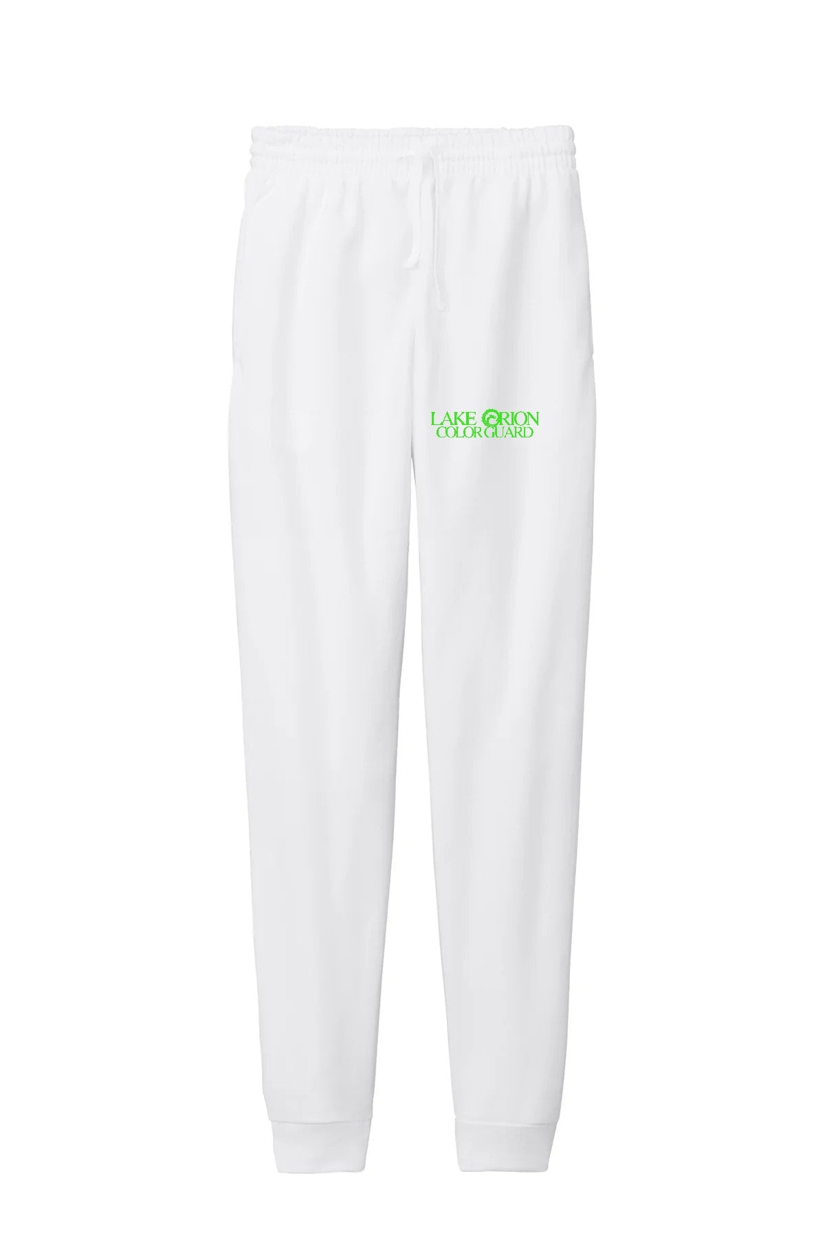 Lake Orion Color Guard White with neon green logo