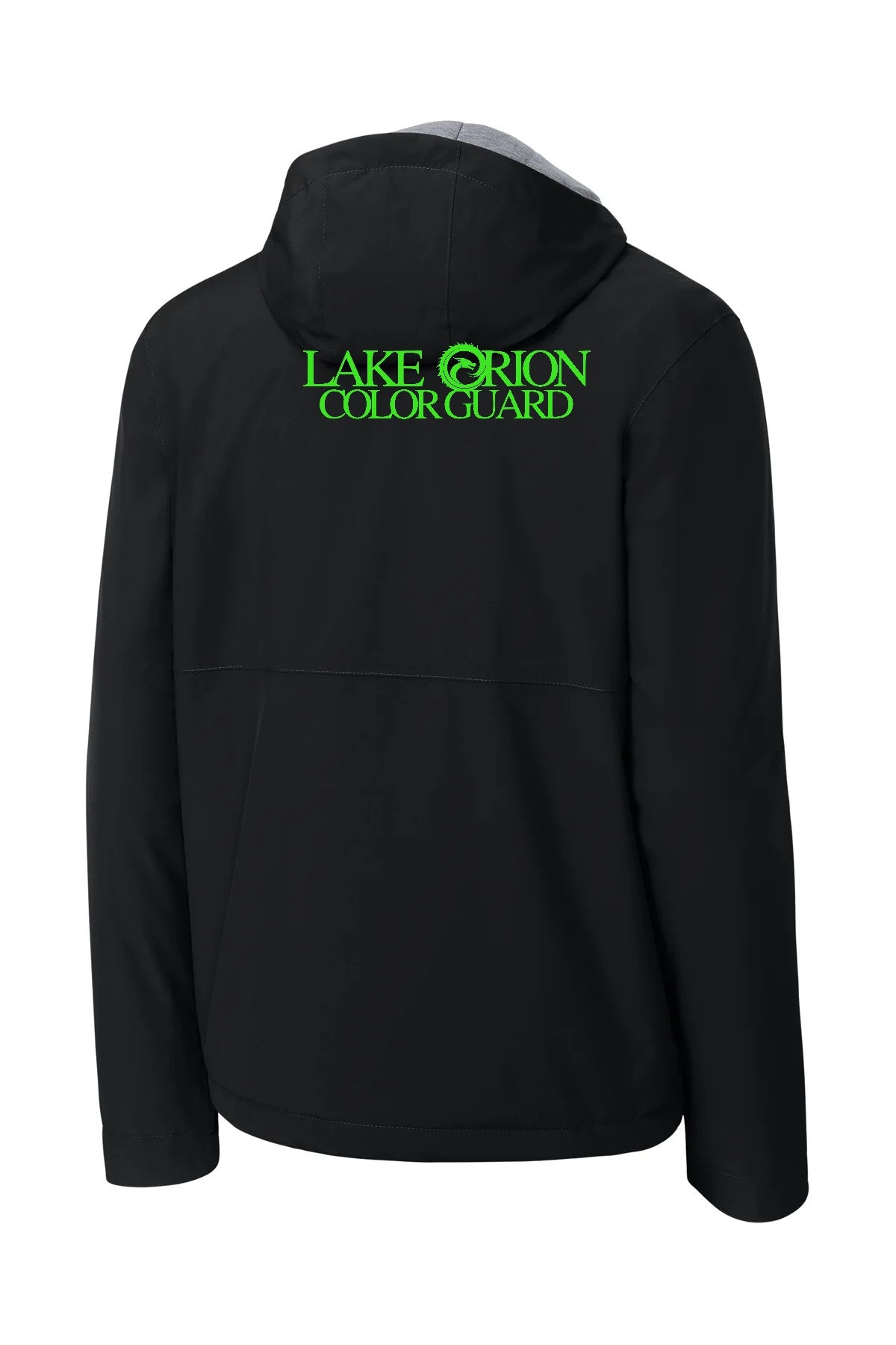 Lake Orion Color Guard with neon green logo