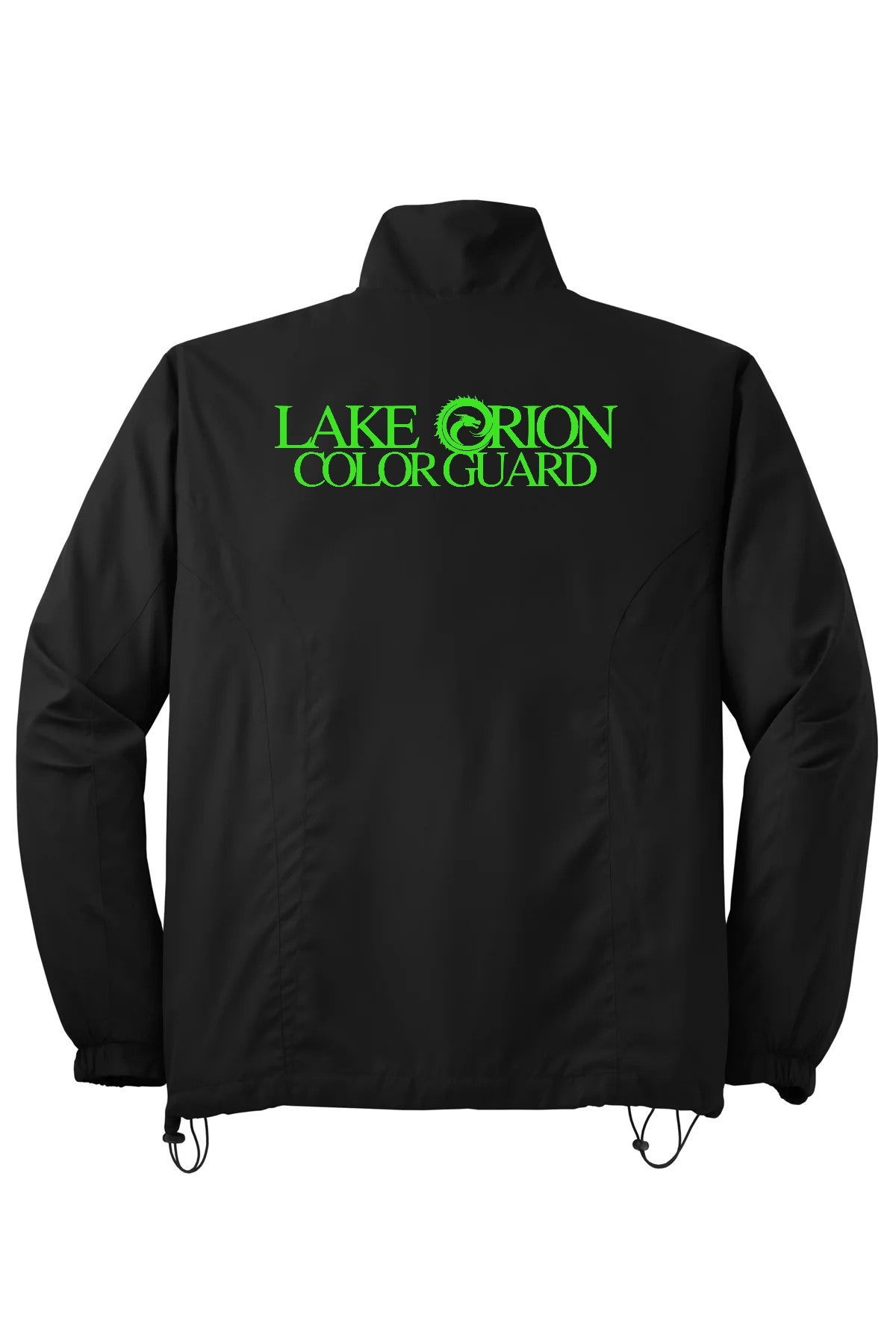 Lake Orion Color Guard with neon green logo