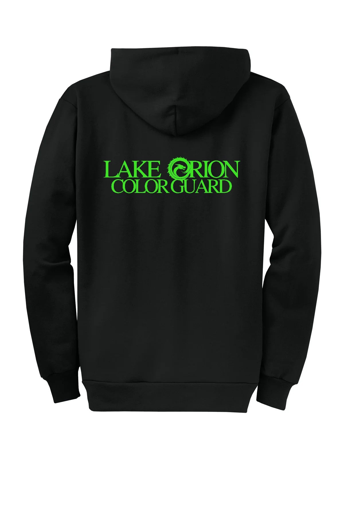 Lake Orion Color Guard Black with neon green logo