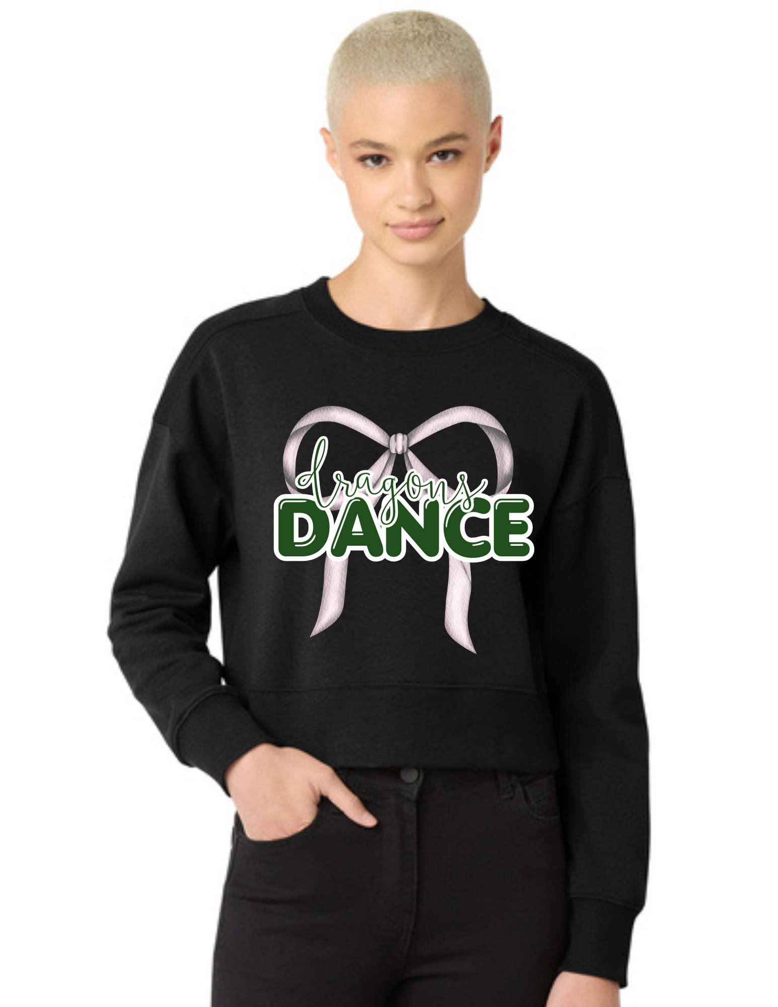Glitter Ribbon Dance Team Women's Perfect Weight ® Fleece Cropped Crew