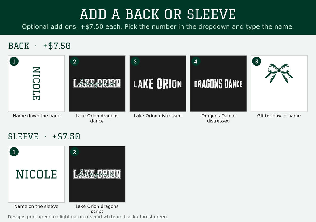 Add a back or sleeve: all options