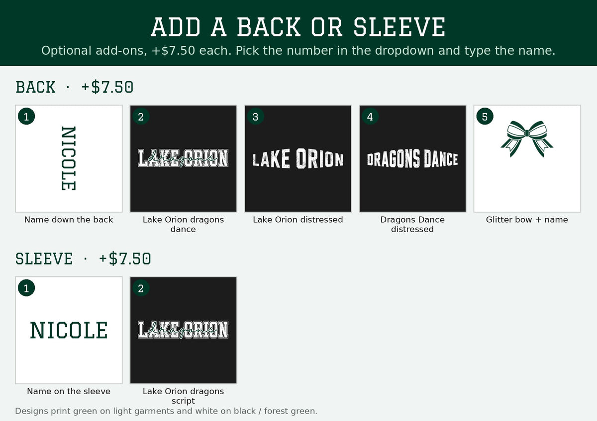 Add a back or sleeve: all options