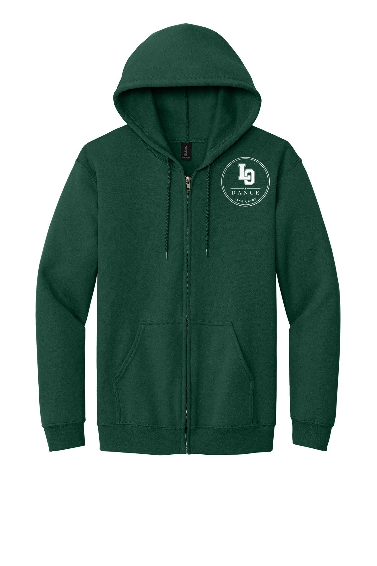 LO Dance Coach Full-Zip Hoodie - LO Dance circle (left chest) - ForestGrn
