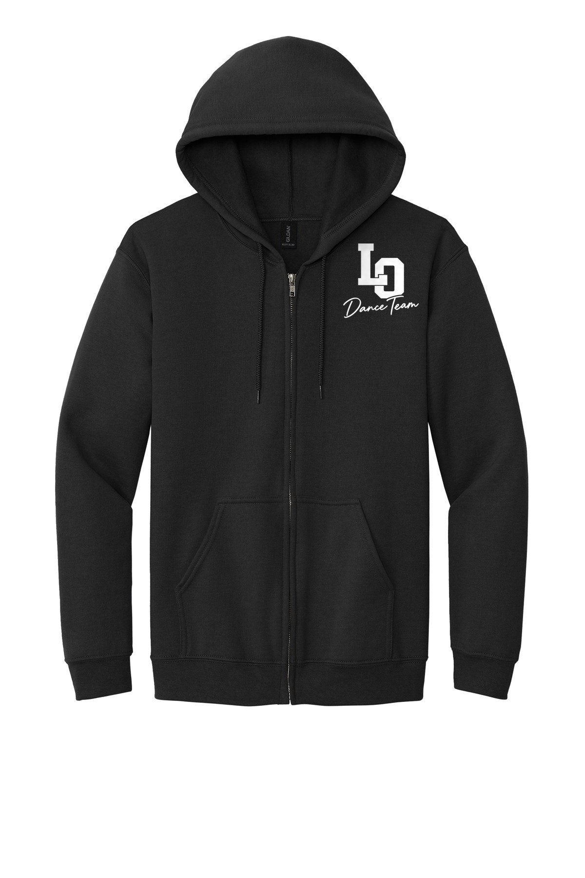 LO Dance Coach Full-Zip Hoodie - LO Dance Team script (left chest) - Black