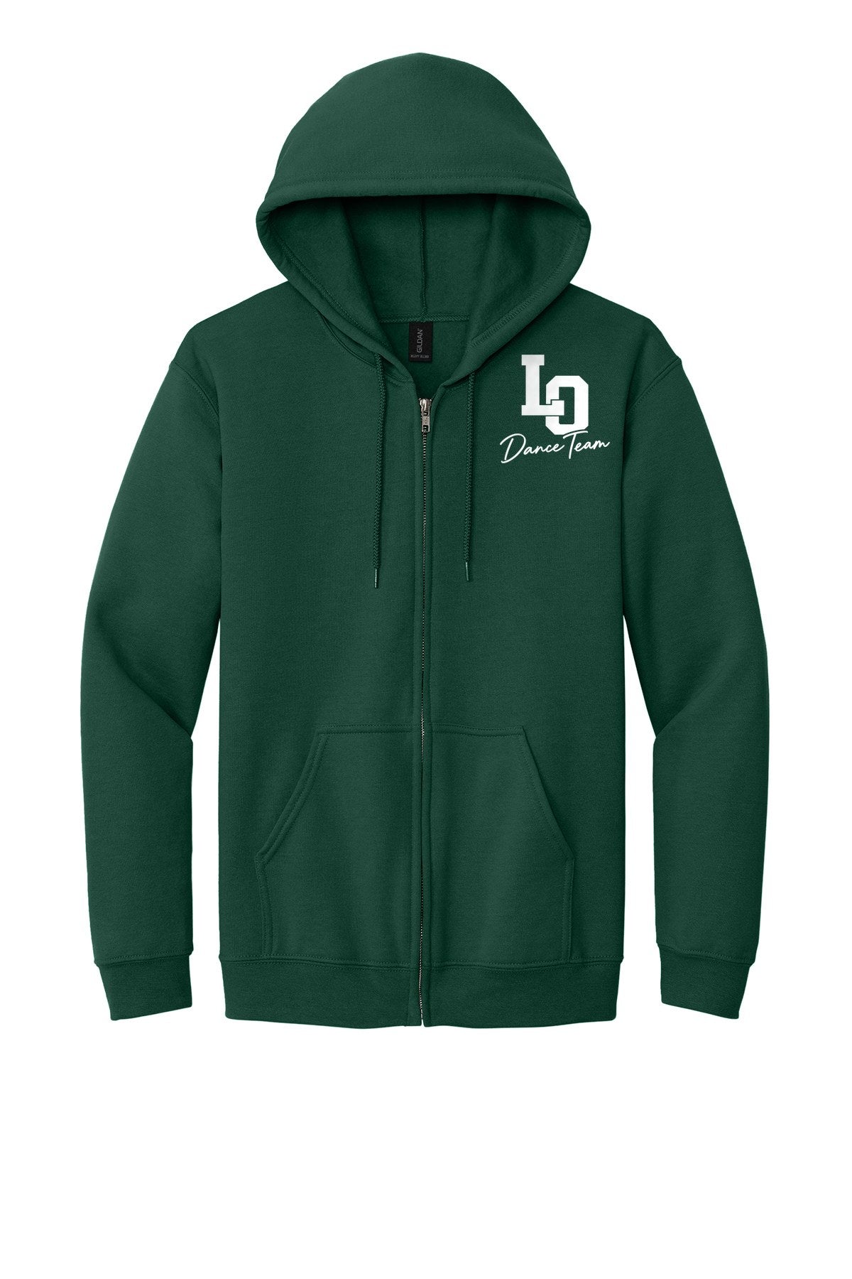 LO Dance Coach Full-Zip Hoodie - LO Dance Team script (left chest) - ForestGrn