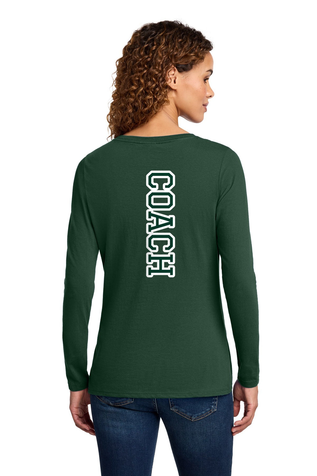 LO Dance Coach Ladies Long Sleeve V-Neck - COACH down the back - ForestGrn
