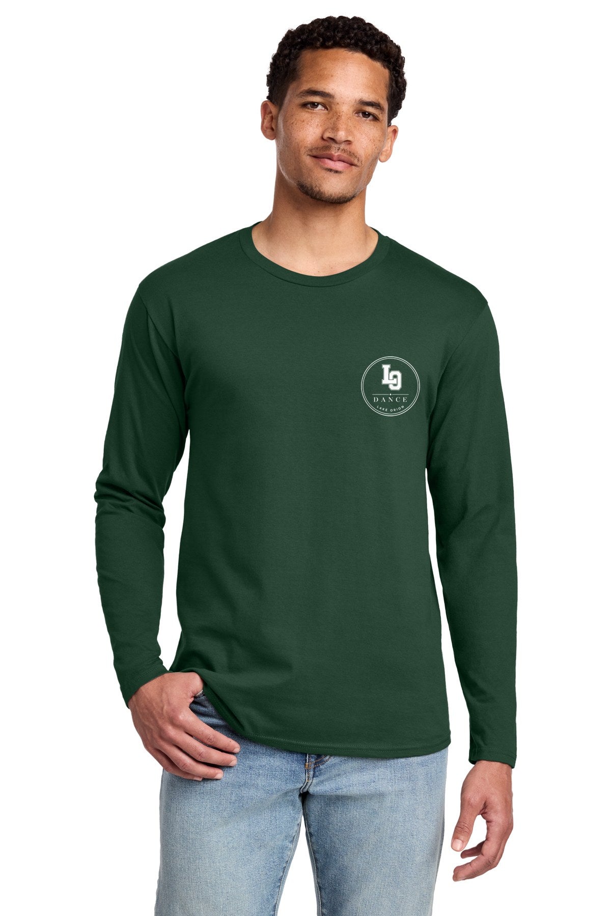 LO Dance Coach Long Sleeve Tee - LO Dance circle (left chest) - ForestGrn