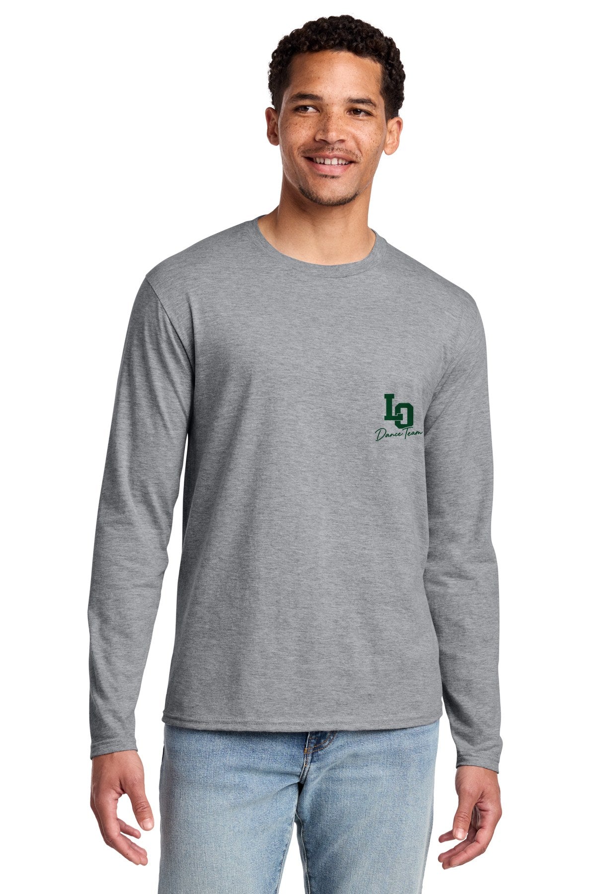 LO Dance Coach Long Sleeve Tee - LO Dance Team script (left chest) - AthlHthr